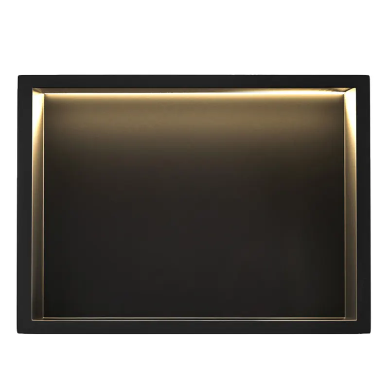 Raft baie incastrat in perete 30x45 cm, negru mat, cu LED, Rea