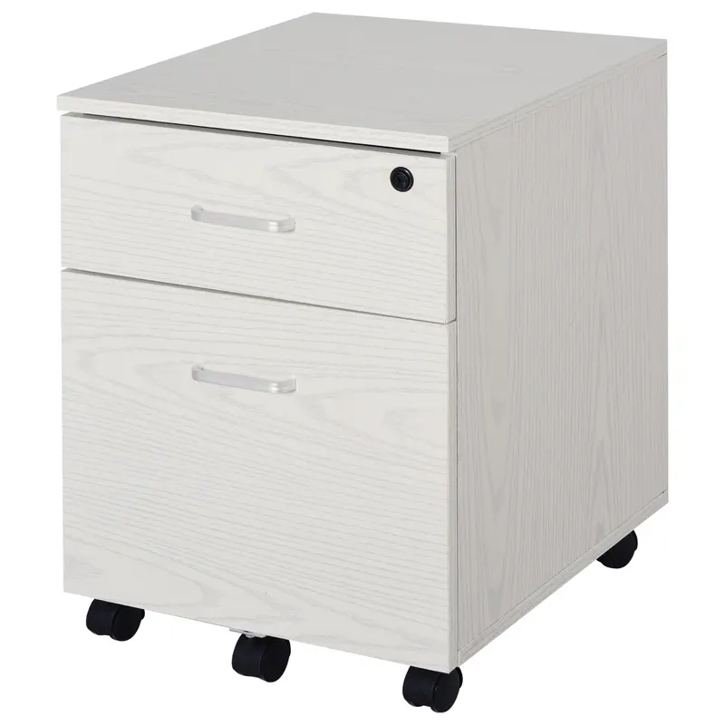 Vinsetto Dulap cu Sertar, cu 2 chei si cu 5 roti, dulap pentru depozitare documente, 40x44x54.6 cm, Design Compact, Alb