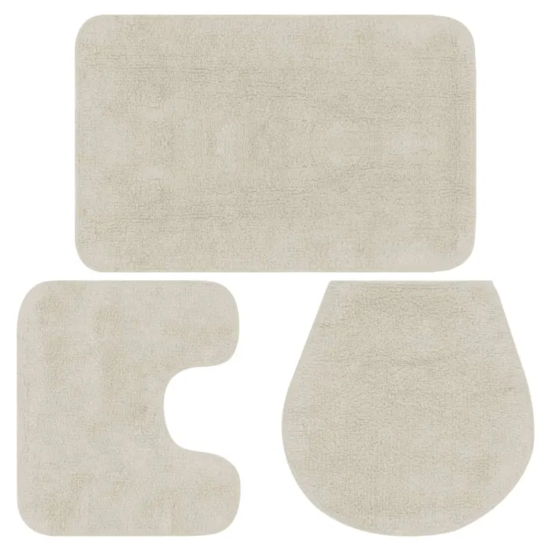 set covorase baie, 3 piese, alb, textil