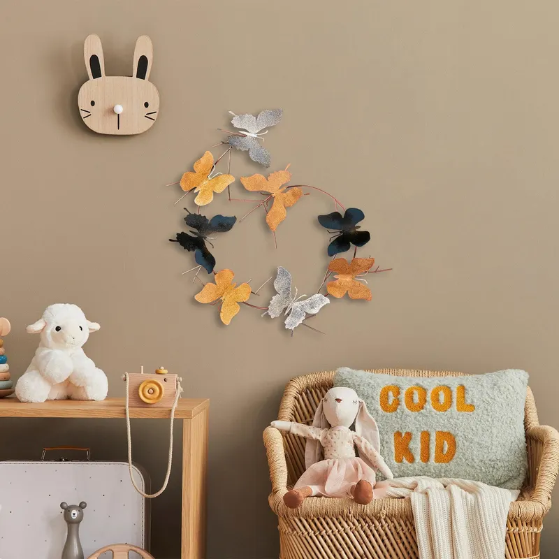Decoratiune de perete Metal Butterflies - 2, Multicolor, 80x80 cm - Multicolor