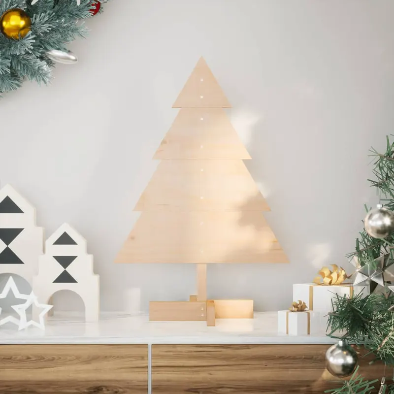 brad de craciun decorativ, 70 cm, lemn masiv