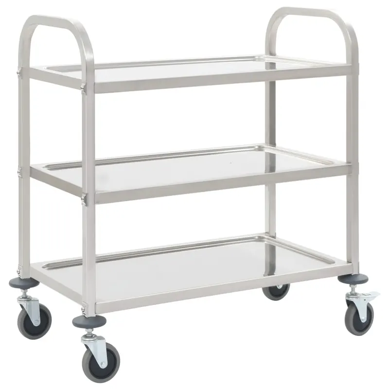 carucior de bucatarie 3 niveluri 96,5x55x90 cm otel inoxidabil