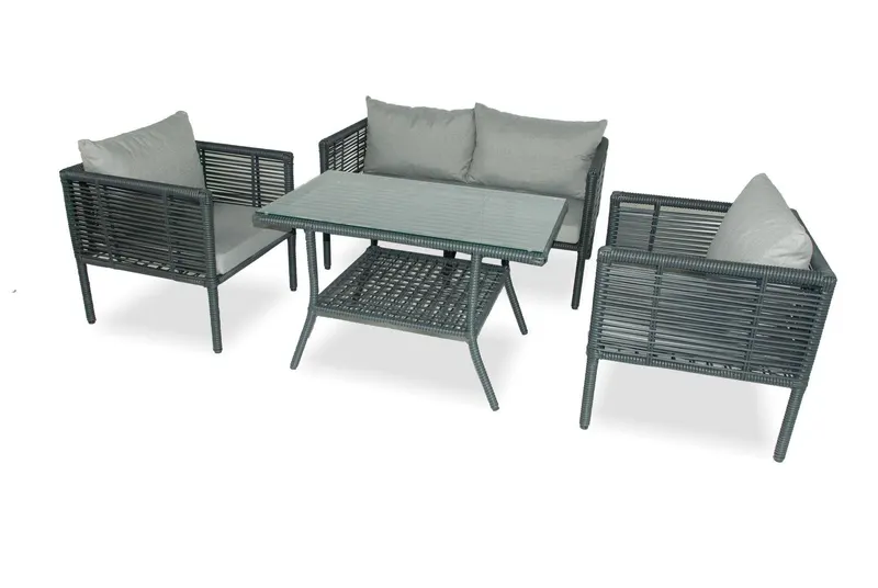 Set De Lounge De Grădină Newyork 130, Maro Inchis, 65X65X66 Cm - Gri