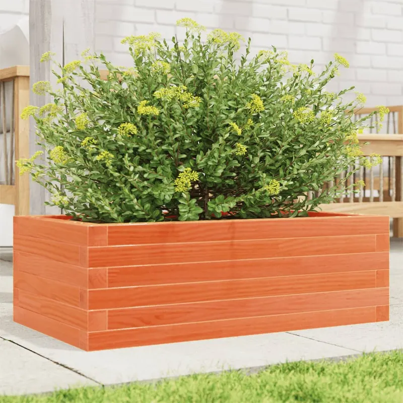 jardiniera de gradina, maro ceruit, 70x40x23 cm, lemn masiv pin