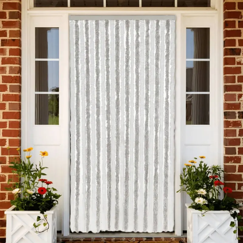 perdea pentru insecte, gri deschis si alb, 90x220 cm, chenille