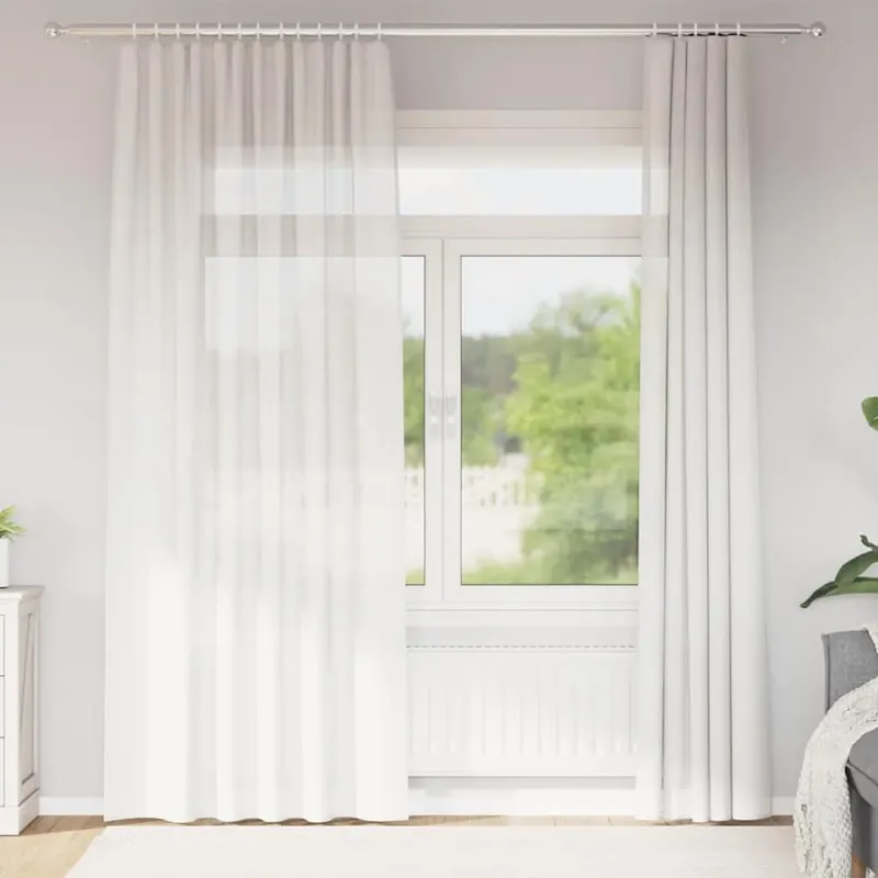 perdele voile cu bucle 2 buc alb 140x245 cm