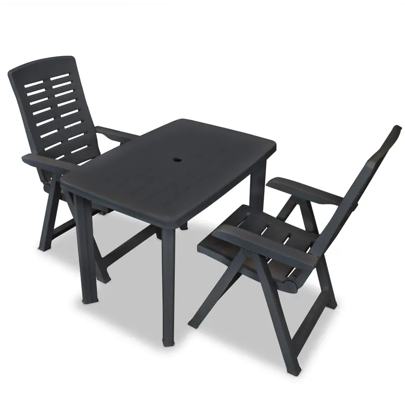 set mobilier bistro, 3 piese, antracit, plastic