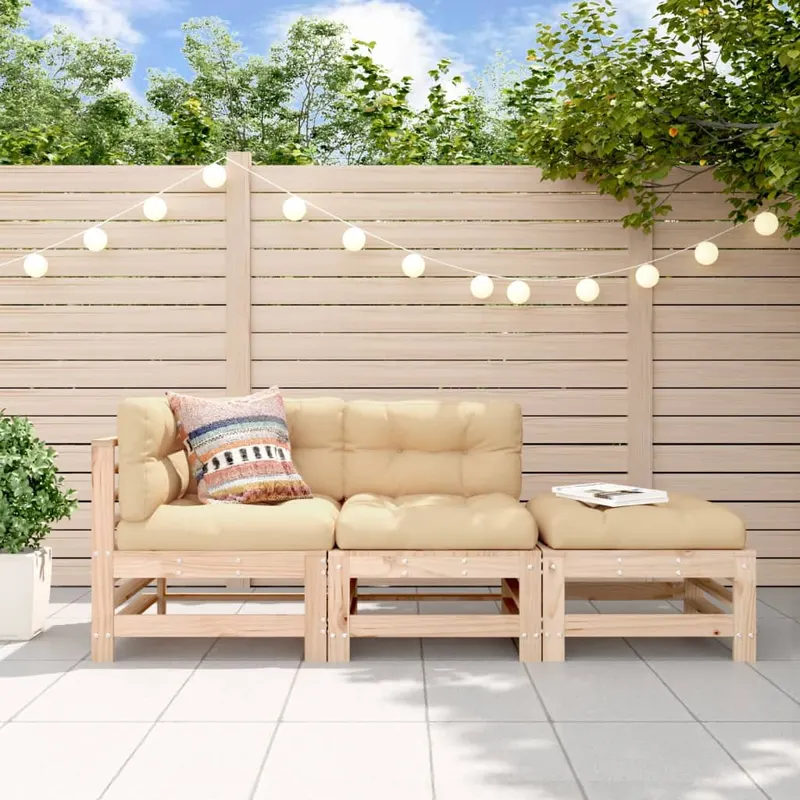 set mobilier de gradina, 3 piese, lemn masiv de pin