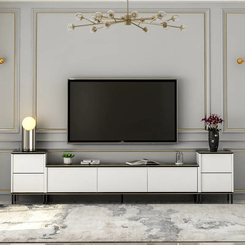 Comoda TV cu noptiere 260 X 60 X 35 Imaj - White, Marble