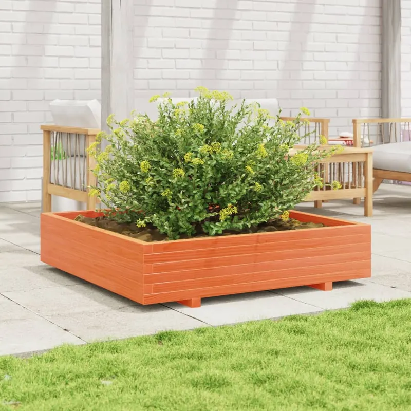 jardiniera gradina, maro ceruit, 110x110x26,5cm, lemn masiv pin