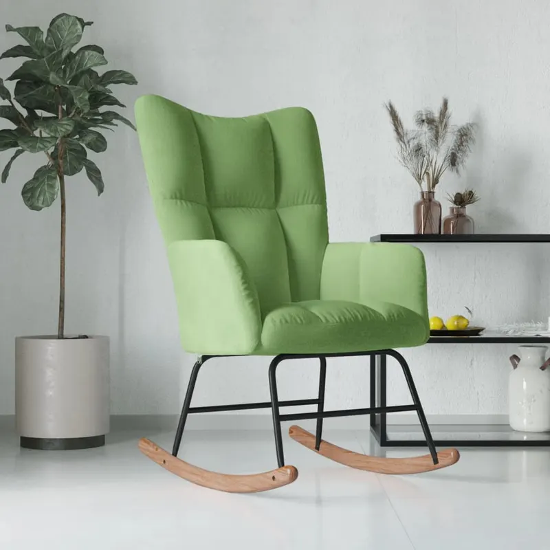 scaun balansoar, verde deschis, catifea