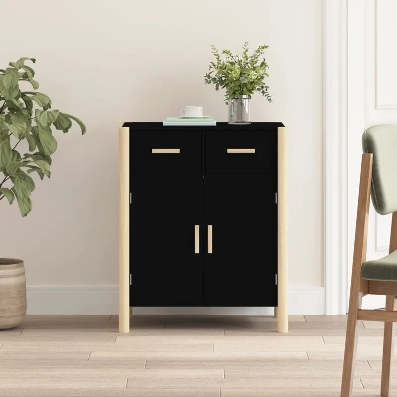 servanta, negru, 62x38x75 cm, lemn prelucrat