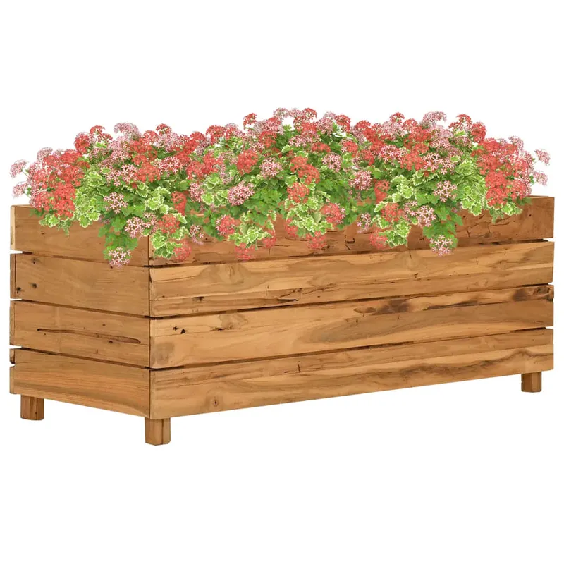 strat inaltat, 100x40x38 cm, lemn de tec reciclat si otel