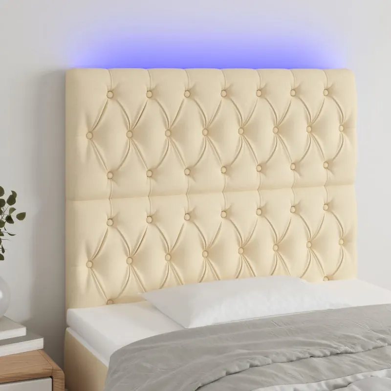 tablie de pat cu led, crem, 100x7x118/128 cm, textil