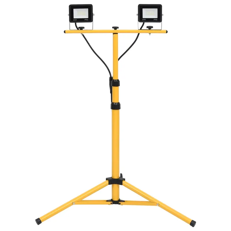 proiector cu led si trepied, 2x20 w, alb rece