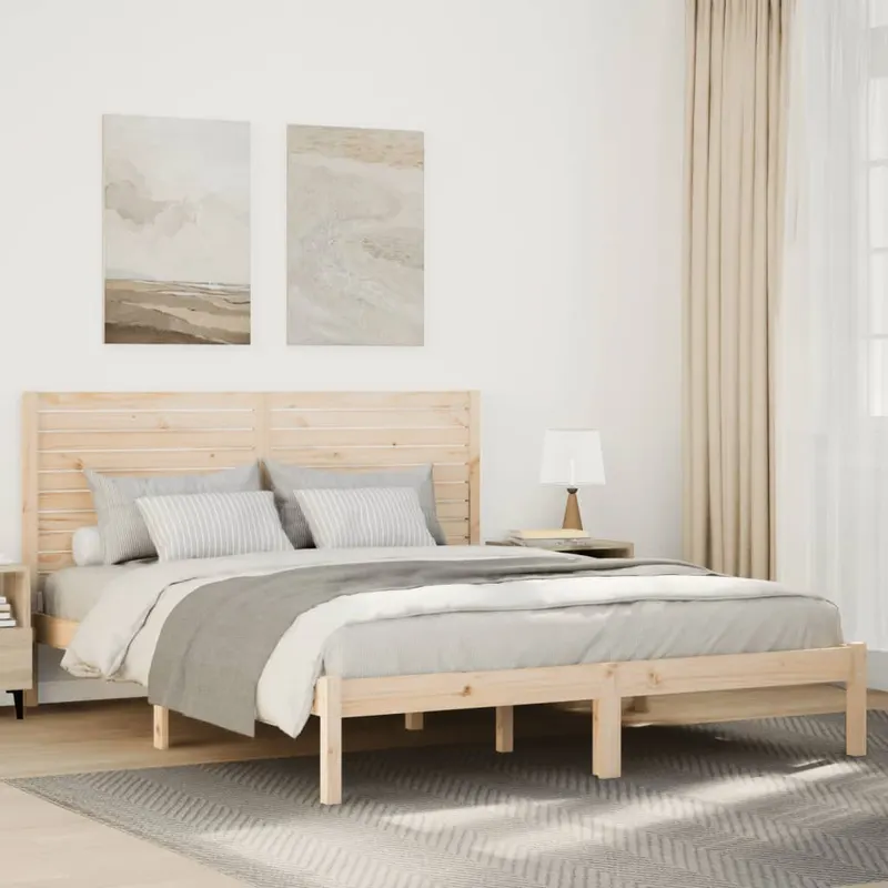 cadru pat foarte lung fara saltea, 140x210 cm, lemn masiv