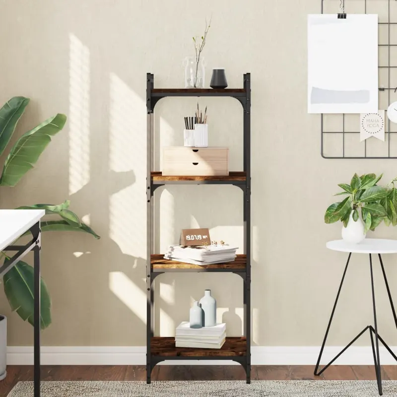 biblioteca 4 niveluri stejar afumat 40x30x120 cm lemn prelucrat