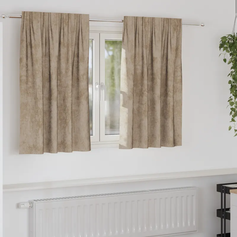 Draperii de catifea 2 buc cu buzunare pentru bagheta champagne 140x140 cm
