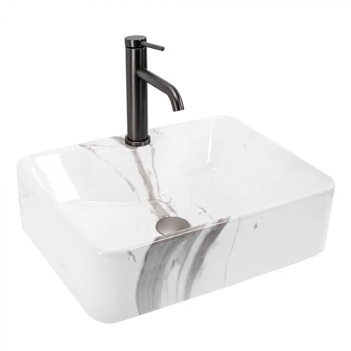 Lavoar dreptunghiular Rea Kelly, ceramica efect marmura, 49 x 38 cm