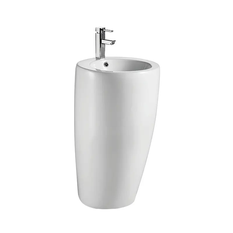 Lavoar stativ Fluminia Milady-50, 50x50x84 cm, back to wall, rotund, alb