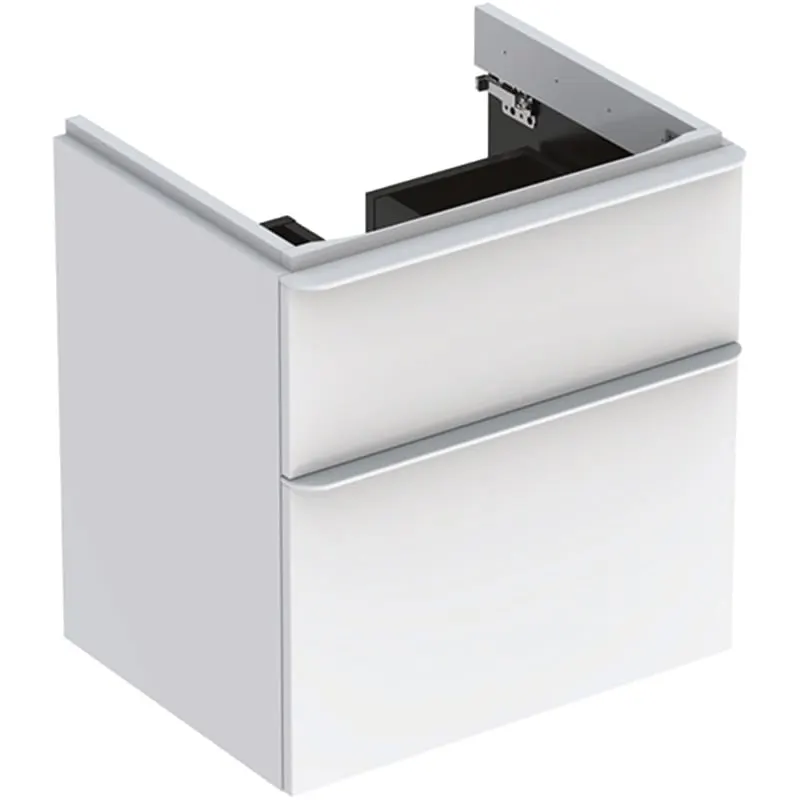 Mobilier suspendat Geberit Smyle Square, 60 cm, 2 sertare Soft Close, rezistent umiditate, alb lucios