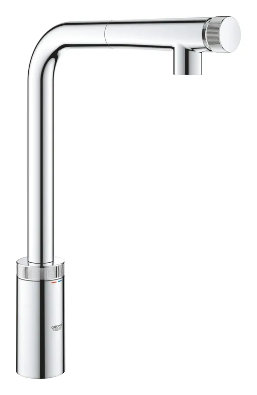 Baterie bucatarie Grohe 30443000, Vento, tip comanda dubla comanda, marime inalta, forma pipa tip l, crom