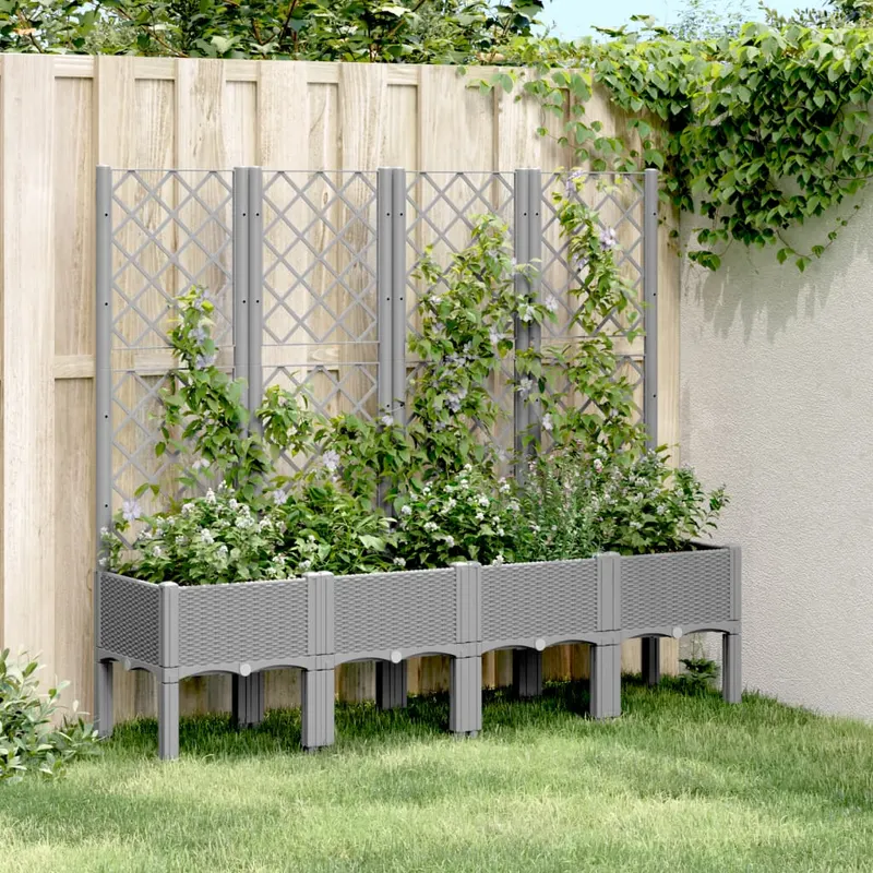 jardiniera de gradina cu spalier gri deschis 160x40x142 cm pp