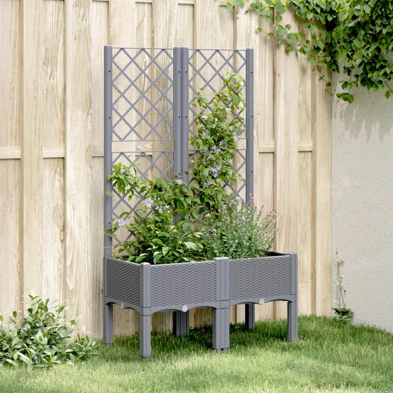 jardiniera de gradina cu spalier, gri, 80x40x142 cm, pp