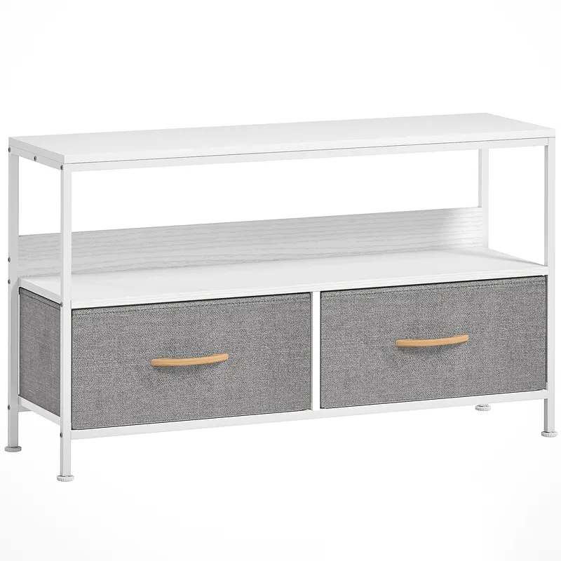 HOMCOM Mobilier TV pentru 47" cu Sertare Pliabile din Material Textil și Raft din Metal și MDF, 98x29x56 cm, Negru