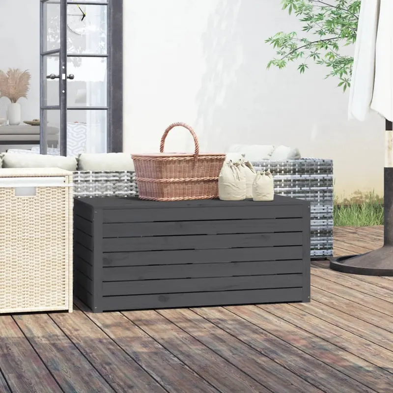 lada depozitare gradina, gri, 101x50,5x46,5cm, lemn masiv pin