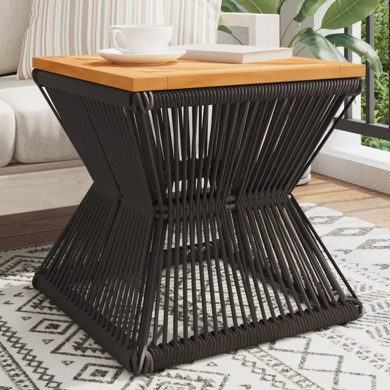 masuta cafea baza din sarma negru 38x38x38 cm lemn masiv acacia