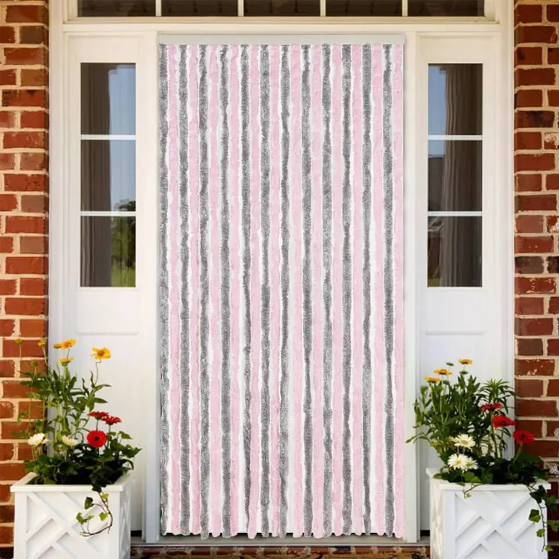 perdea pentru insecte, gri argintiu si roz, 100x220cm, chenille