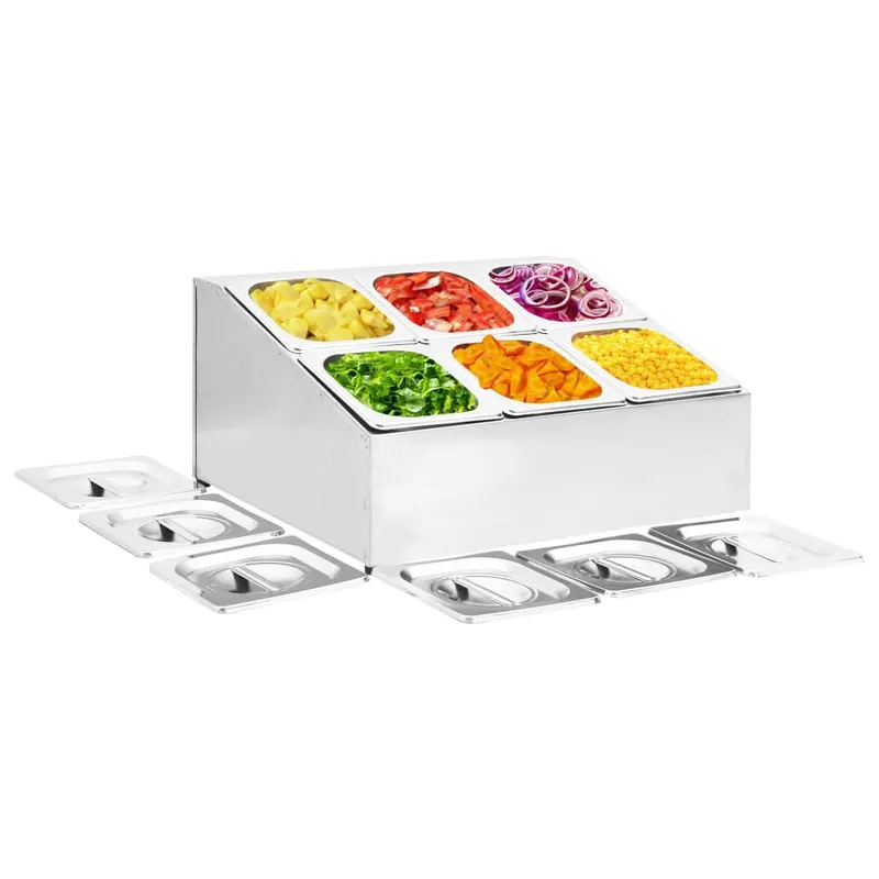 recipient gastronorm cu 6 sectiuni gn 1/6 otel inoxidabil