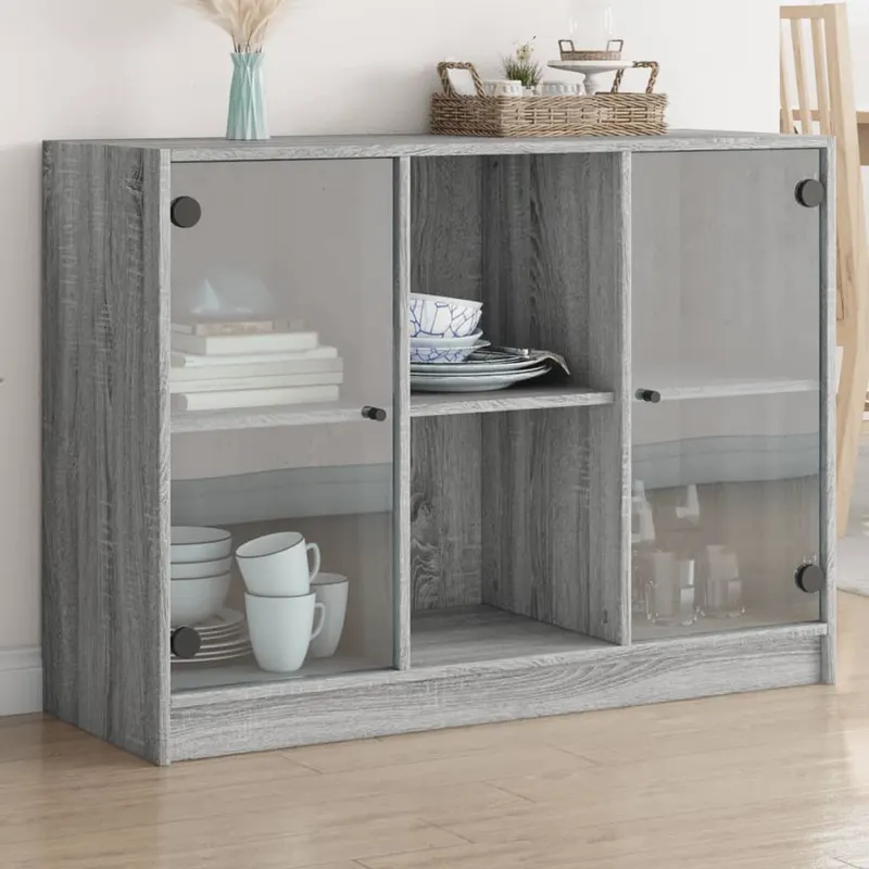 servanta, gri sonoma, 102x37x75,5 cm, lemn prelucrat