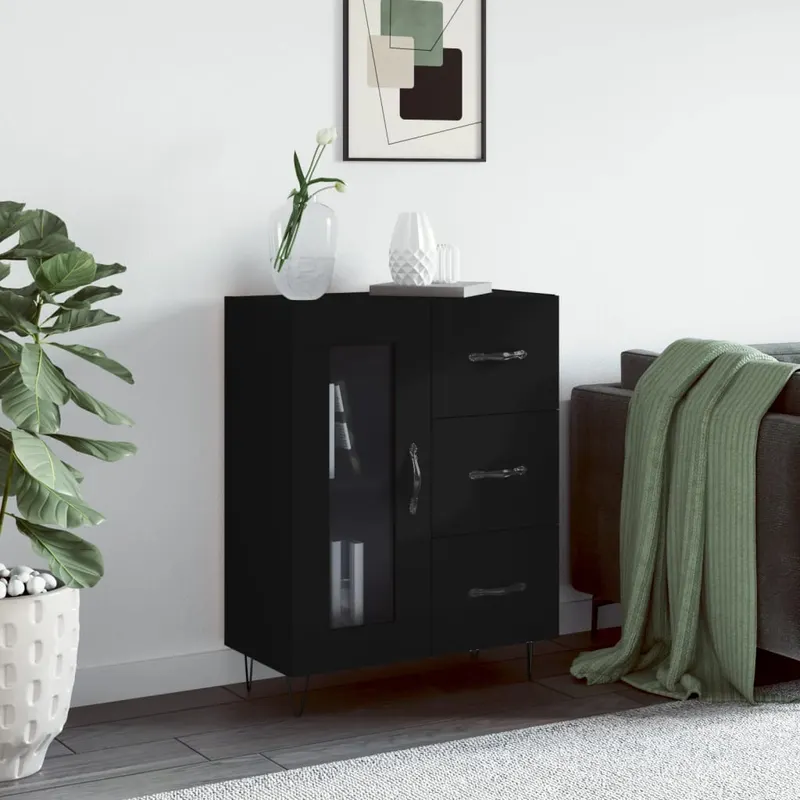 servanta, negru, 69,5x34x90 cm, lemn compozit
