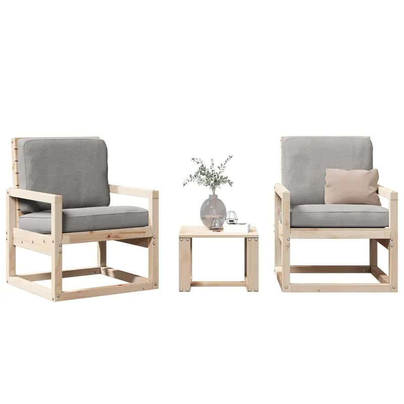 set mobilier de gradina, 3 piese, lemn masiv de pin