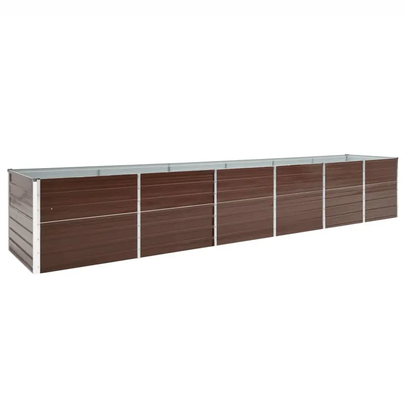 strat inaltat de gradina, maro, 480x80x77 cm, otel galvanizat