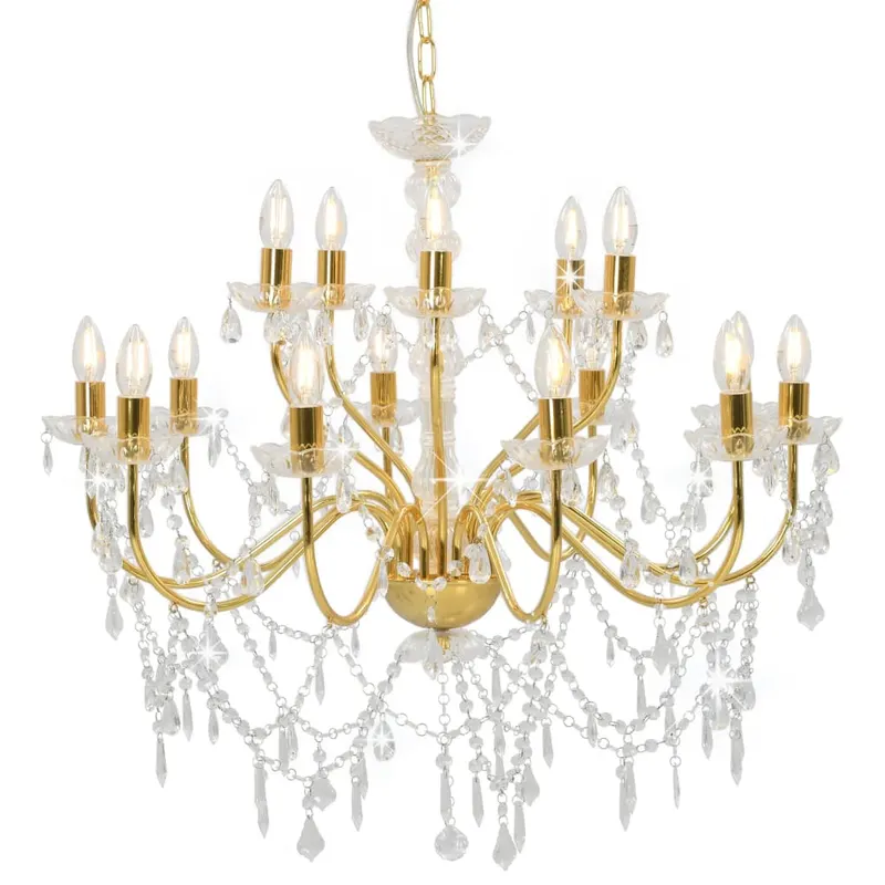 candelabru cu 2 randuri, auriu, becuri 15 x e14