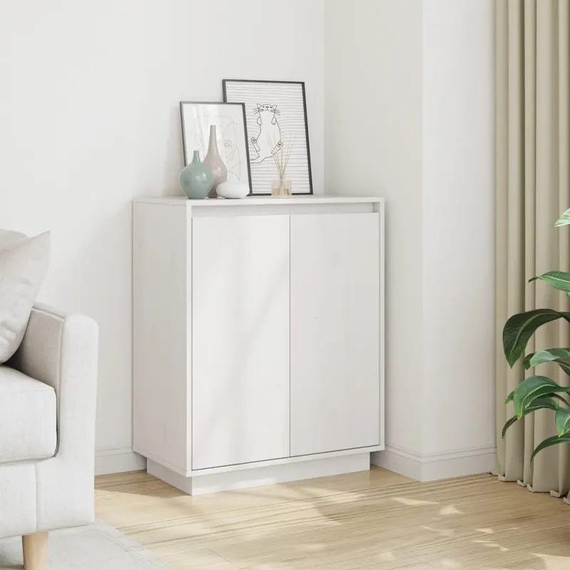 servanta alba 60x34x75 cm din lemn masiv de pin