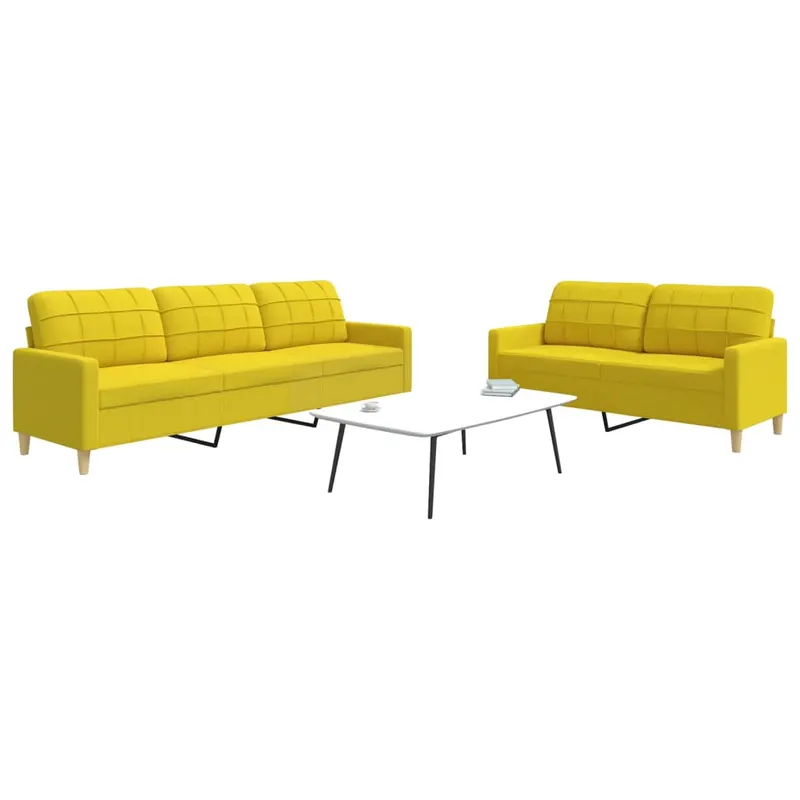 set de canapele, 2 piese, galben deschis, textil