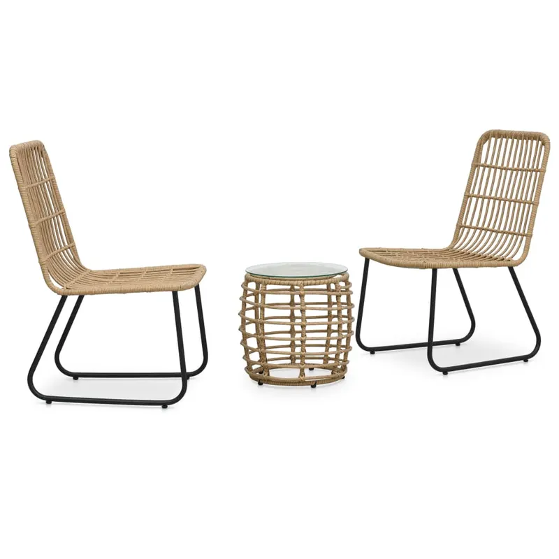 set mobilier de bistro, 3 piese, stejar, poliratan