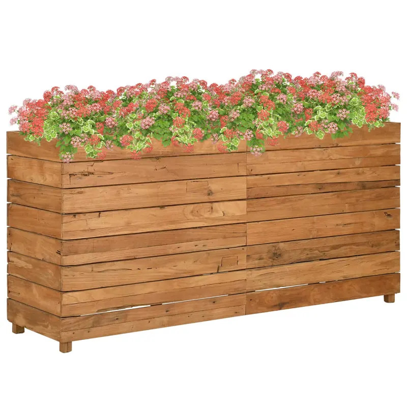 strat inaltat, 150x40x72 cm, lemn de tec reciclat si otel