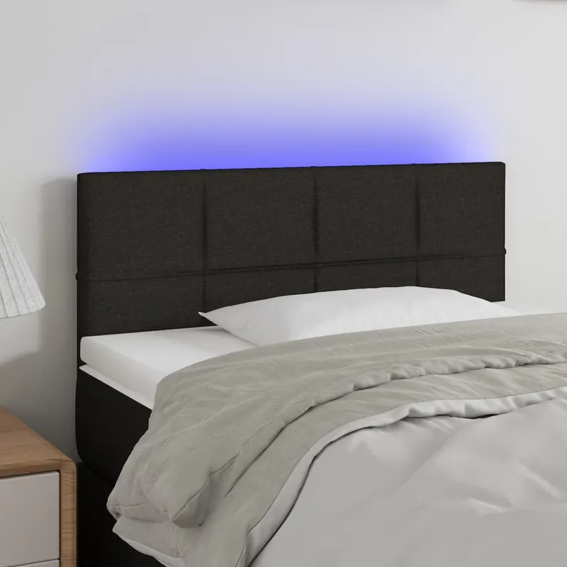 tablie de pat cu led, negru, 90x5x78/88 cm, textil