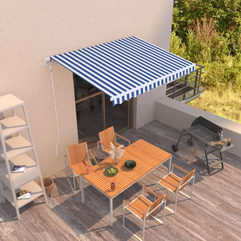 copertina retractabila automat, albastru si alb, 300x250 cm