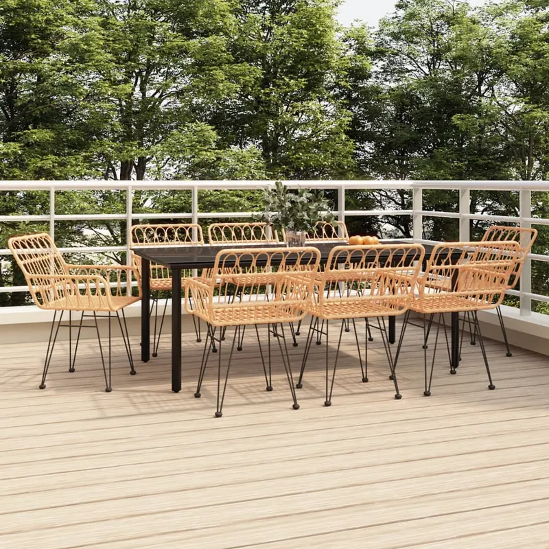 Set mobilier de gradina, 9 piese, poliratan