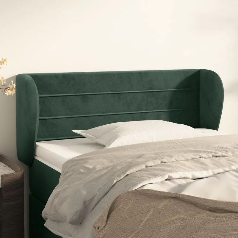 Tablie de pat cu aripioare verde inchis 103x23x78/88 cm catifea