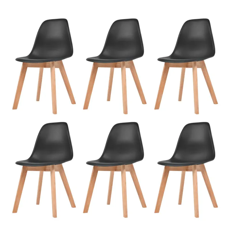 Scaune de bucatarie, 6 buc., negru, plastic