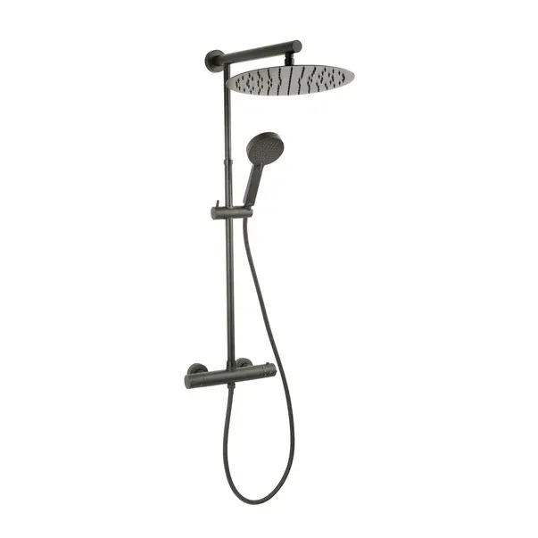 Coloana de dus cu baterie termostatata Ferro Trevi finisaj gri Gun Metal mat