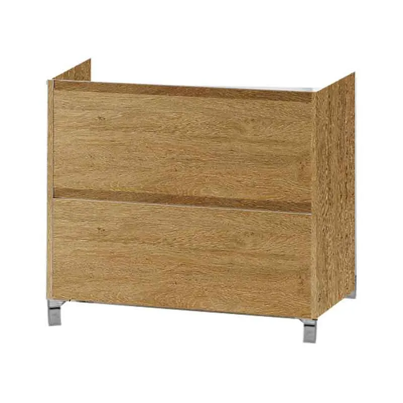Mobilier stativ lavoar Fluminia Lizi 80, pe picioare, 2 sertare soft close, rovere naturale