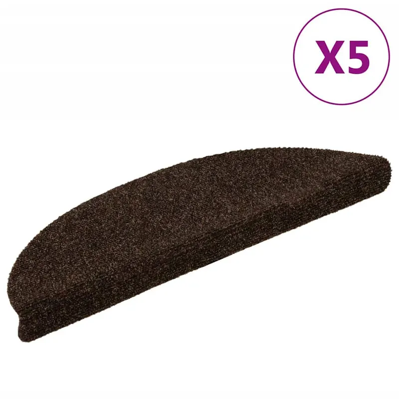covorase pentru scari autoadezive, 5 buc., 56x17x3 cm, maro, semirotunde